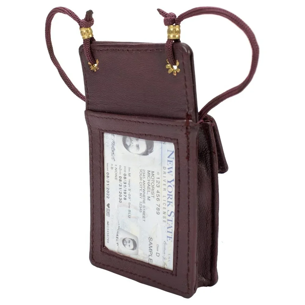 Genuine Leather ID Holder foe men/Women, ID Card Organizer for School, Office